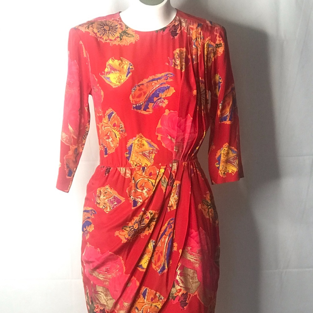 Vintage Louis Féraud silk dress size 6 Germany - Picture 3 of 15